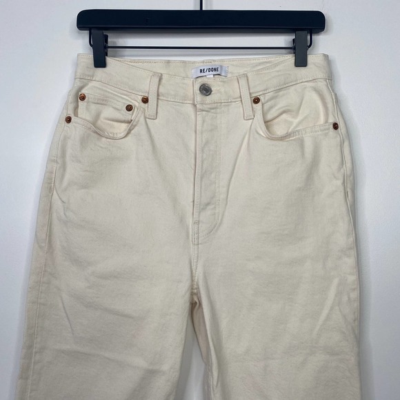 REDONE 70s stove pipe vintage white raw hem straight leg jeans size 29 - Picture 4 of 10